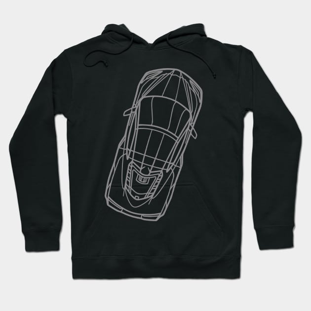 Hypersonic Grey C8 racecar Silhouette Supercar Sports car Racing car Hoodie by Tees 4 Thee